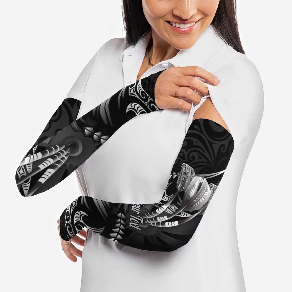 Personalised All Black New Zealand Darts Arm Sleeves Aoteroa Fern Maori Galaxy Style - Aussie Hoodie