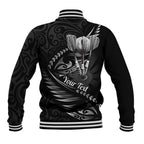 Personalised All Black New Zealand Darts Baseball Jacket Aoteroa Fern Maori Galaxy Style