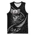 Personalised All Black New Zealand Darts Basketball Jersey Aoteroa Fern Maori Galaxy Style - Aussie Hoodie