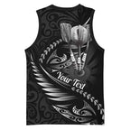 Personalised All Black New Zealand Darts Basketball Jersey Aoteroa Fern Maori Galaxy Style - Aussie Hoodie