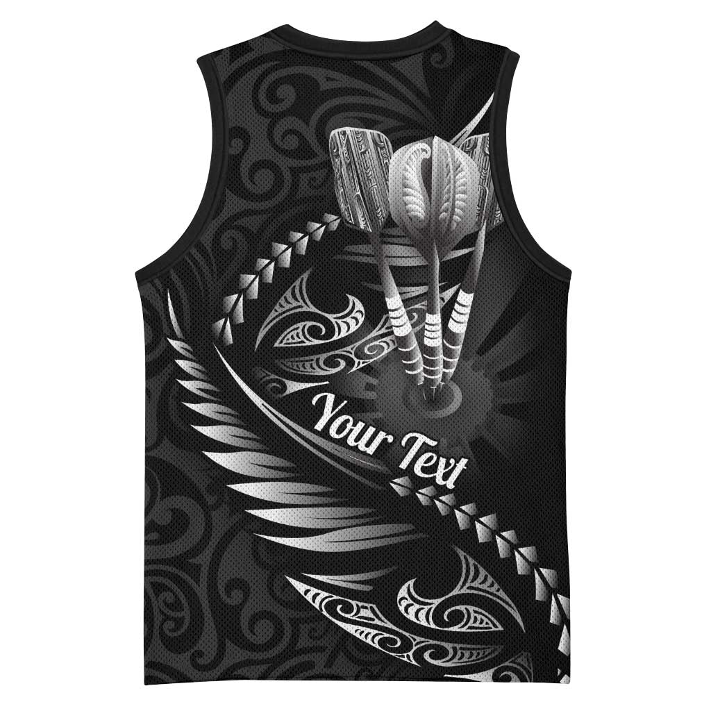 Personalised All Black New Zealand Darts Basketball Jersey Aoteroa Fern Maori Galaxy Style - Aussie Hoodie
