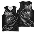 Personalised All Black New Zealand Darts Basketball Jersey Aoteroa Fern Maori Galaxy Style - Aussie Hoodie