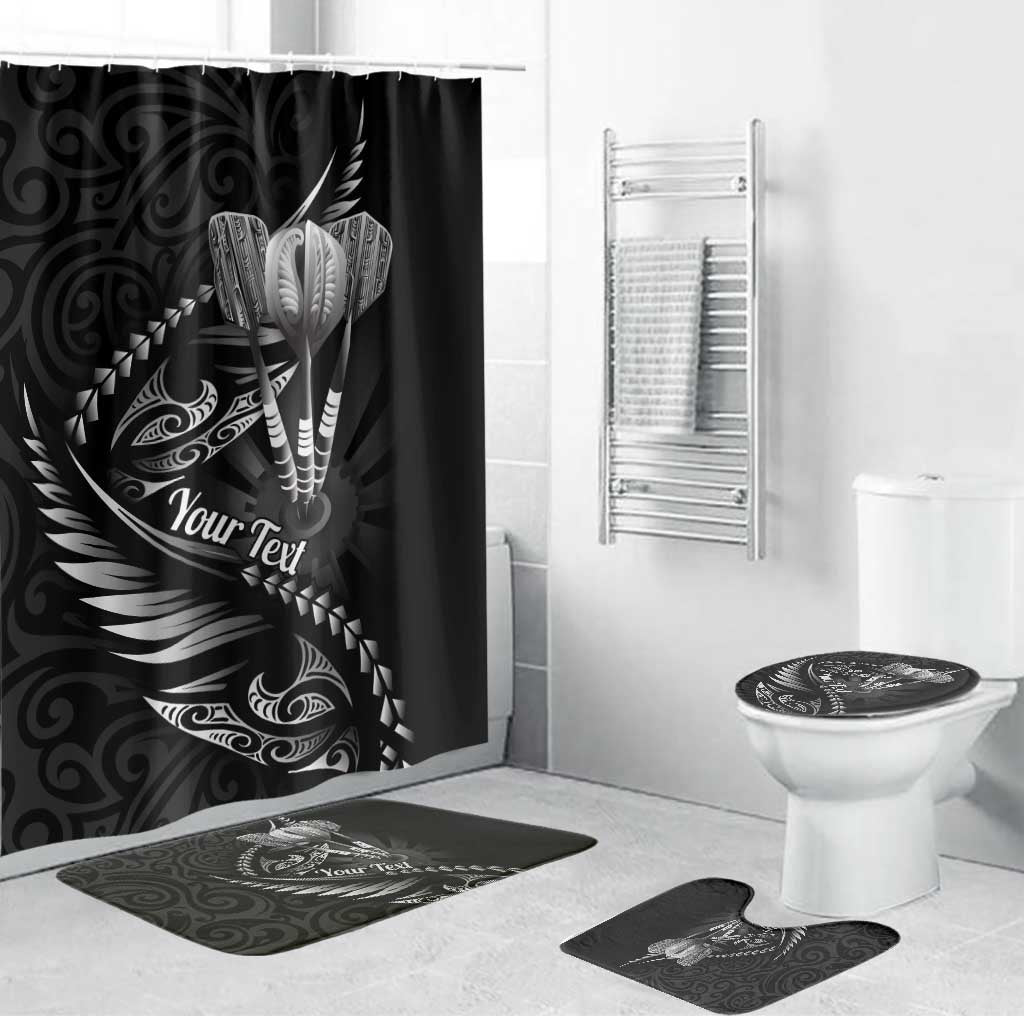 Personalised All Black New Zealand Darts Bathroom Set Aoteroa Fern Maori Galaxy Style - Aussie Hoodie