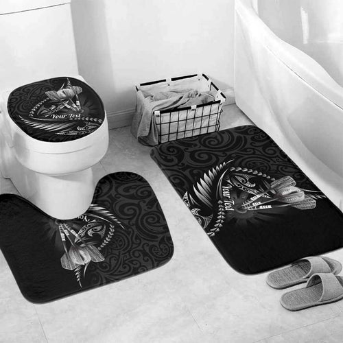 Personalised All Black New Zealand Darts Bathroom Set Aoteroa Fern Maori Galaxy Style - Aussie Hoodie