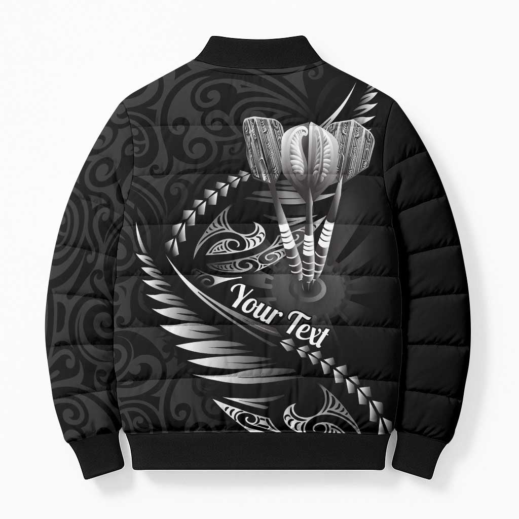 Personalised All Black New Zealand Darts Bomber Puffer Jacket Aoteroa Fern Maori Galaxy Style - Aussie Hoodie