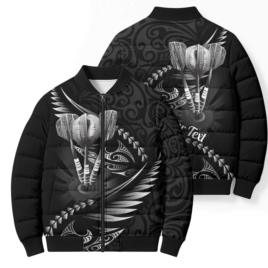 Personalised All Black New Zealand Darts Bomber Puffer Jacket Aoteroa Fern Maori Galaxy Style - Aussie Hoodie