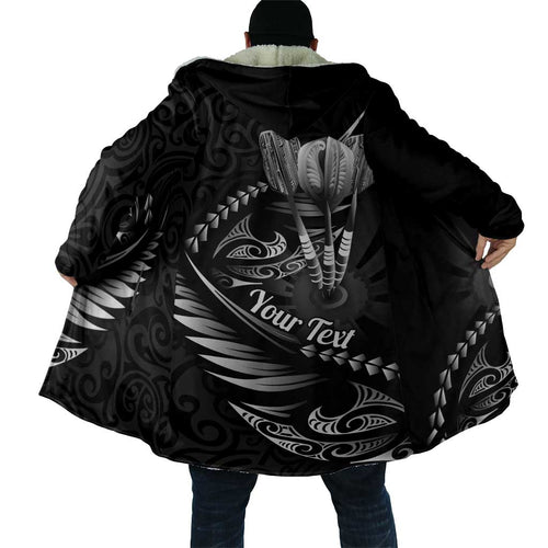 Personalised All Black New Zealand Darts Cloak Aoteroa Fern Maori Galaxy Style - Aussie Hoodie