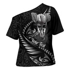 Personalised All Black New Zealand Darts Cross Shoulder Shirt Aoteroa Fern Maori Galaxy Style - Aussie Hoodie
