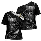 Personalised All Black New Zealand Darts Cross Shoulder Shirt Aoteroa Fern Maori Galaxy Style - Aussie Hoodie