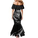 Personalised All Black New Zealand Darts Family Matching Mermaid Dress and Hawaiian Shirt Aoteroa Fern Maori Galaxy Style