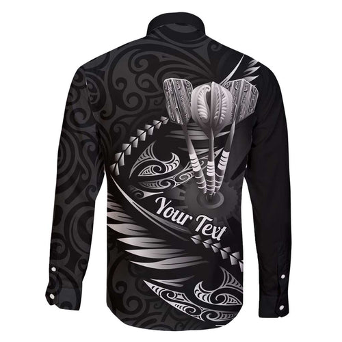 Personalised All Black New Zealand Darts Family Matching Off Shoulder Short Dress and Hawaiian Shirt Aoteroa Fern Maori Galaxy Style