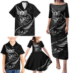 Personalised All Black New Zealand Darts Family Matching Puletasi and Hawaiian Shirt Aoteroa Fern Maori Galaxy Style
