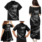 Personalised All Black New Zealand Darts Family Matching Puletasi and Hawaiian Shirt Aoteroa Fern Maori Galaxy Style
