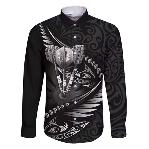 Personalised All Black New Zealand Darts Family Matching Short Sleeve Bodycon Dress and Hawaiian Shirt Aoteroa Fern Maori Galaxy Style
