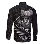 Personalised All Black New Zealand Darts Family Matching Short Sleeve Bodycon Dress and Hawaiian Shirt Aoteroa Fern Maori Galaxy Style
