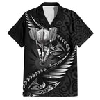 Personalised All Black New Zealand Darts Hawaiian Shirt Aoteroa Fern Maori Galaxy Style
