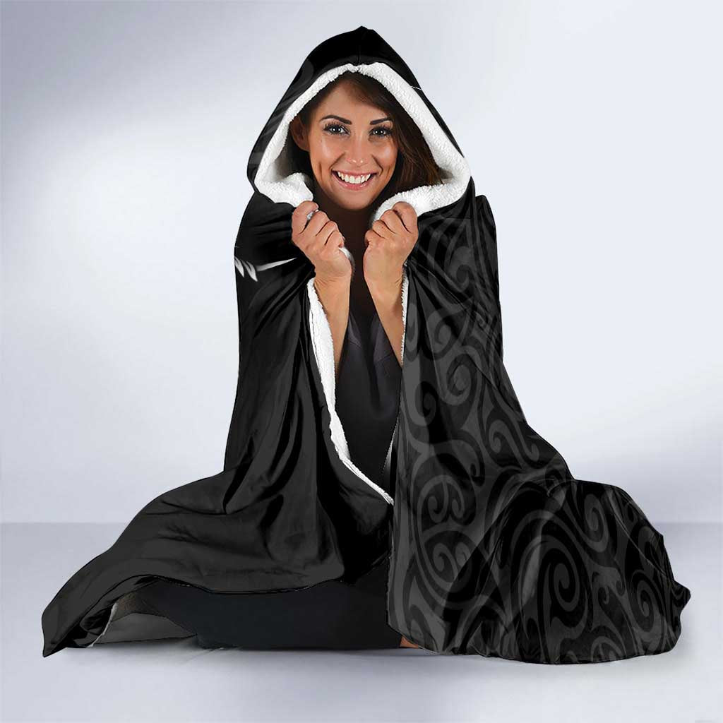 Personalised All Black New Zealand Darts Hooded Blanket Aoteroa Fern Maori Galaxy Style