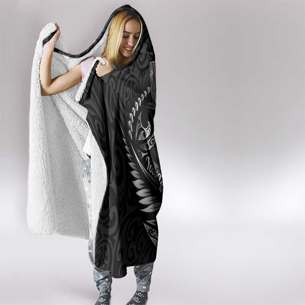 Personalised All Black New Zealand Darts Hooded Blanket Aoteroa Fern Maori Galaxy Style
