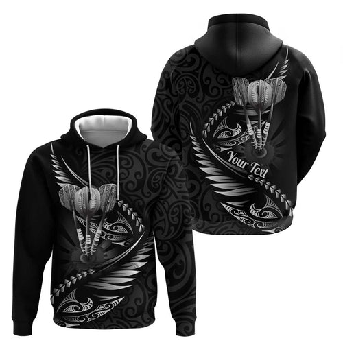 Personalised All Black New Zealand Darts Hoodie Aoteroa Fern Maori Galaxy Style