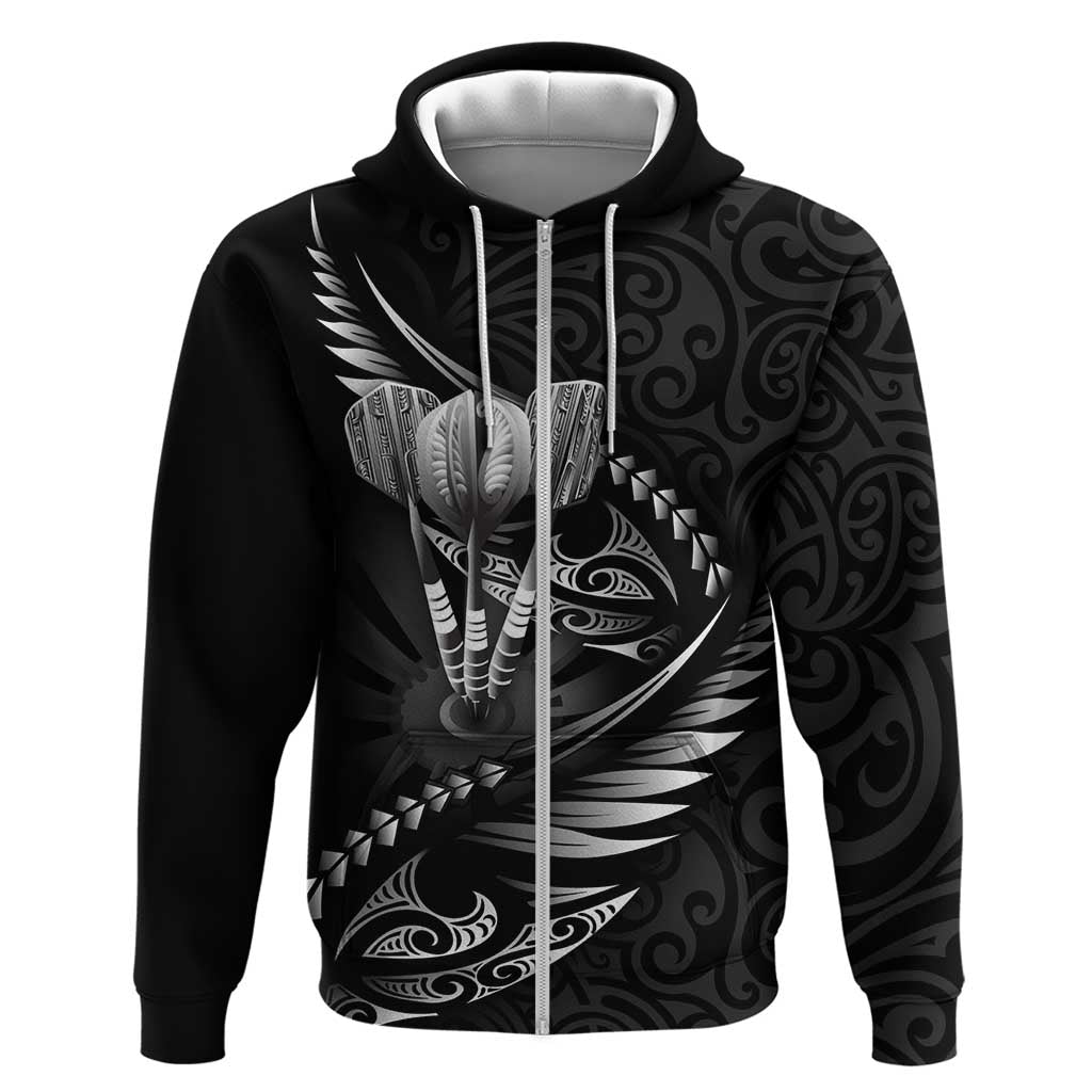 Personalised All Black New Zealand Darts Hoodie Aoteroa Fern Maori Galaxy Style