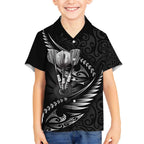 Personalised All Black New Zealand Darts Kid Hawaiian Shirt Aoteroa Fern Maori Galaxy Style