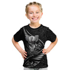 Personalised All Black New Zealand Darts Kid T Shirt Aoteroa Fern Maori Galaxy Style