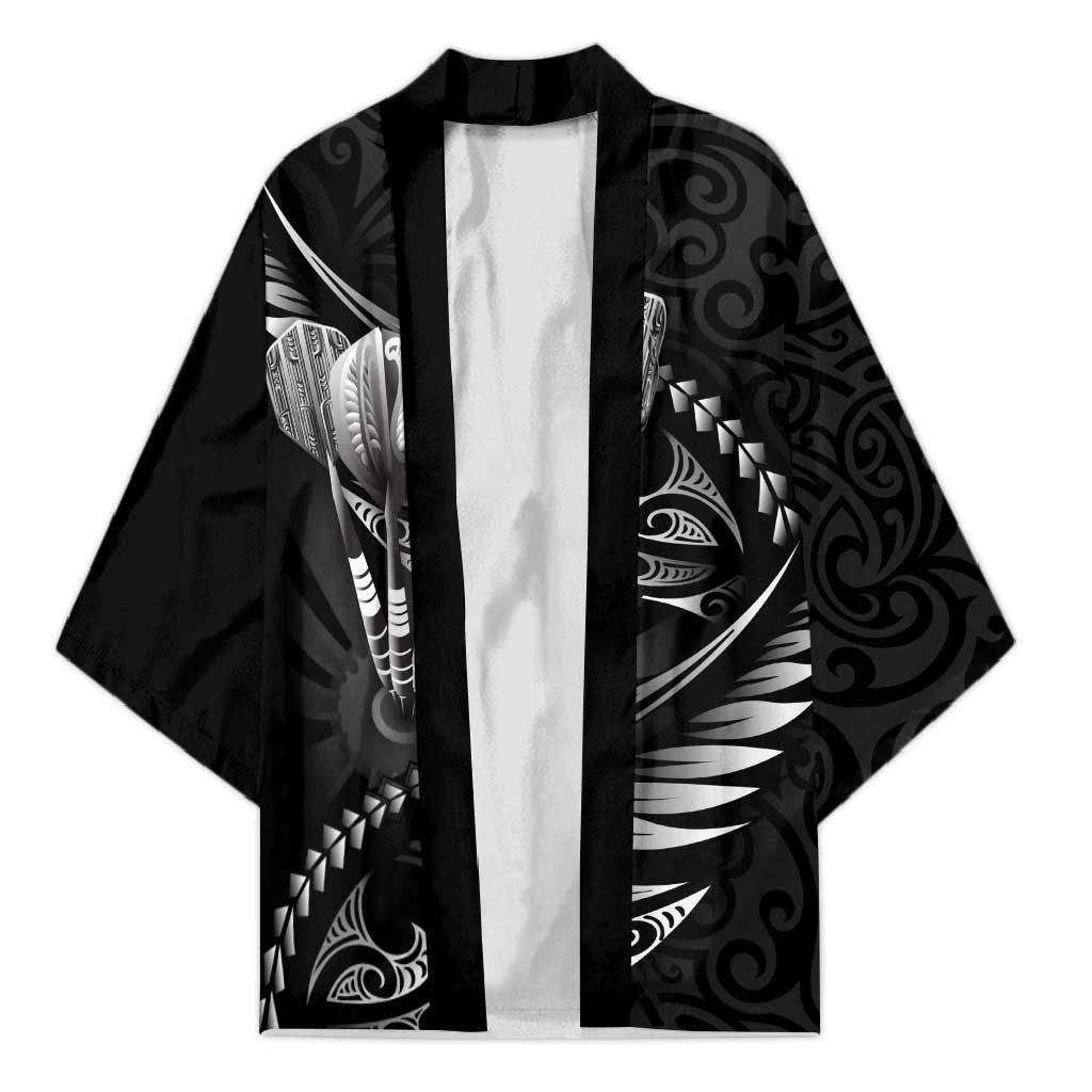 Personalised All Black New Zealand Darts Kimono Aoteroa Fern Maori Galaxy Style - Aussie Hoodie