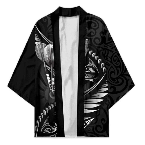 Personalised All Black New Zealand Darts Kimono Aoteroa Fern Maori Galaxy Style - Aussie Hoodie