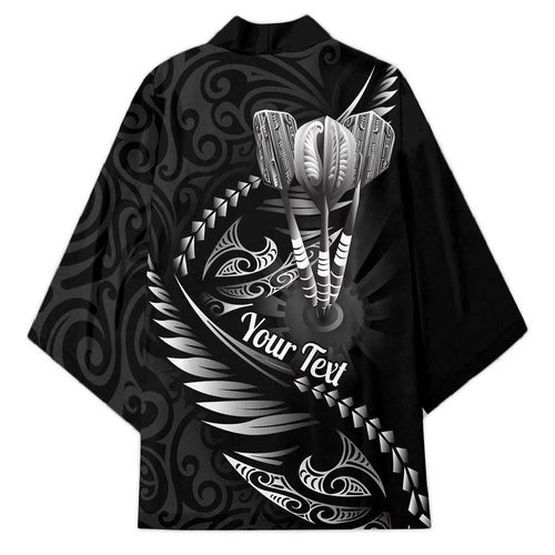 Personalised All Black New Zealand Darts Kimono Aoteroa Fern Maori Galaxy Style - Aussie Hoodie
