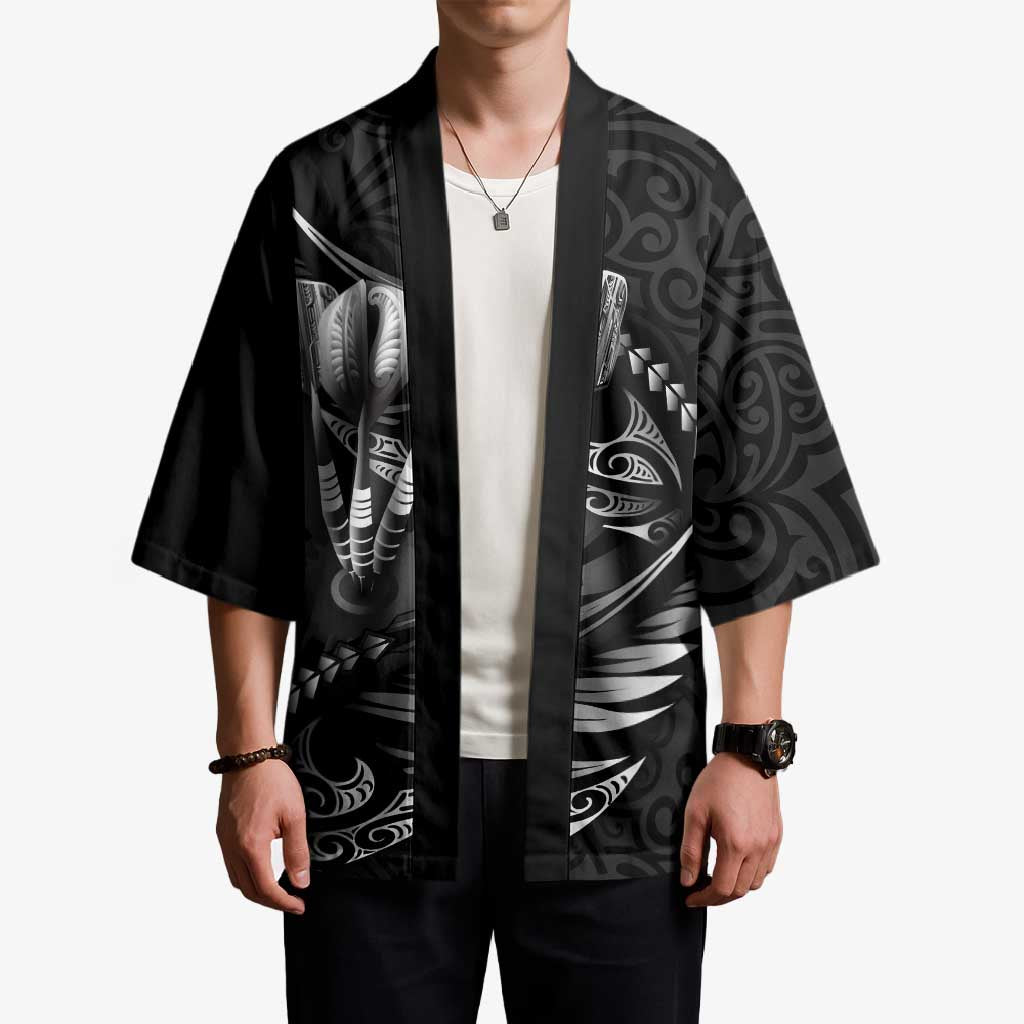Personalised All Black New Zealand Darts Kimono Aoteroa Fern Maori Galaxy Style - Aussie Hoodie