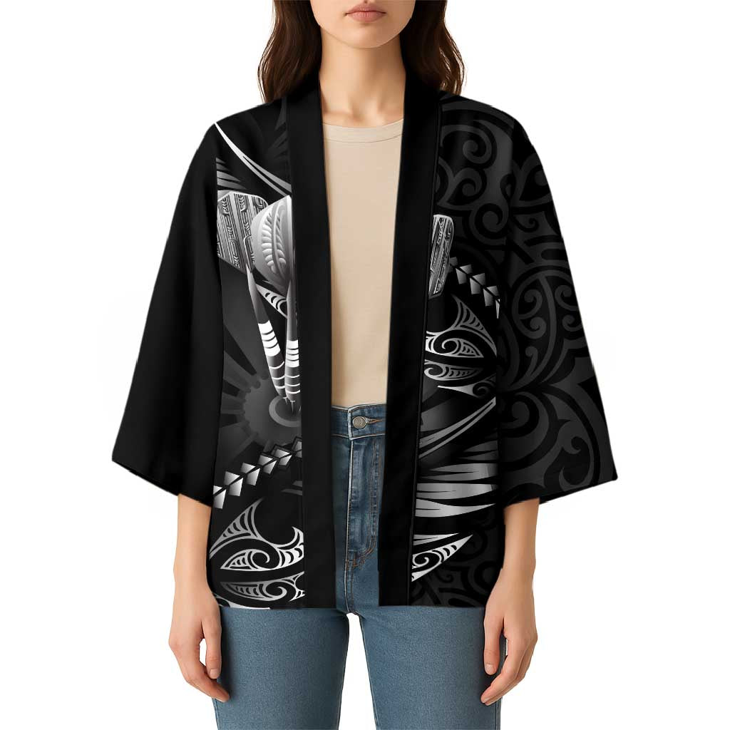 Personalised All Black New Zealand Darts Kimono Aoteroa Fern Maori Galaxy Style - Aussie Hoodie