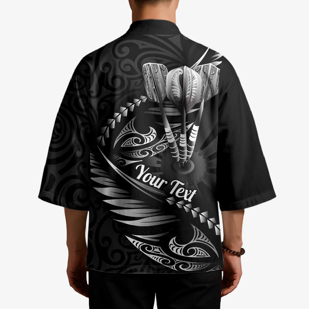 Personalised All Black New Zealand Darts Kimono Aoteroa Fern Maori Galaxy Style - Aussie Hoodie