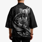 Personalised All Black New Zealand Darts Kimono Aoteroa Fern Maori Galaxy Style - Aussie Hoodie