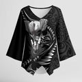 Personalised All Black New Zealand Darts Kimono Sleeve Blouse Aoteroa Fern Maori Galaxy Style - Aussie Hoodie