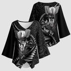 Personalised All Black New Zealand Darts Kimono Sleeve Blouse Aoteroa Fern Maori Galaxy Style - Aussie Hoodie