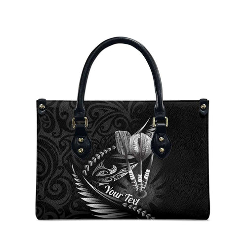 Personalised All Black New Zealand Darts Leather Bag Aoteroa Fern Maori Galaxy Style - Aussie Hoodie