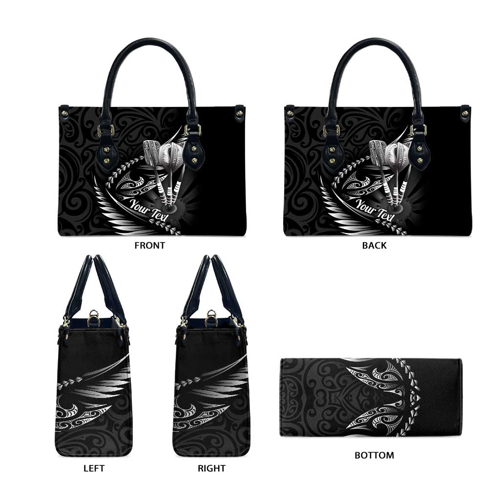 Personalised All Black New Zealand Darts Leather Bag Aoteroa Fern Maori Galaxy Style - Aussie Hoodie