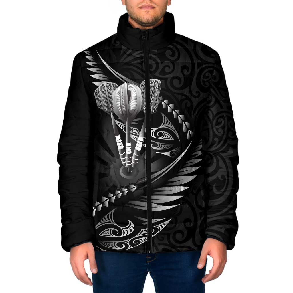 Personalised All Black New Zealand Darts Padded Jacket Aoteroa Fern Maori Galaxy Style - Aussie Hoodie