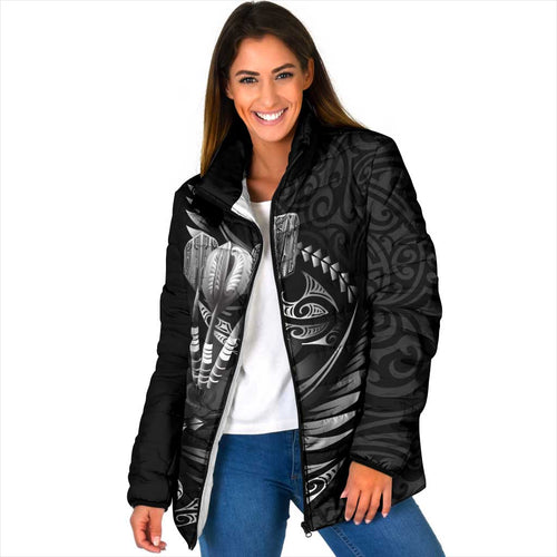 Personalised All Black New Zealand Darts Padded Jacket Aoteroa Fern Maori Galaxy Style - Aussie Hoodie