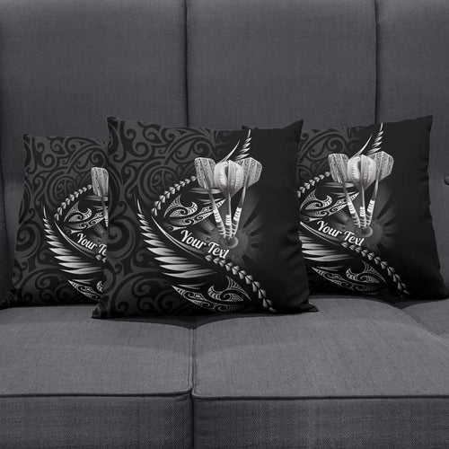 Personalised All Black New Zealand Darts Pillow Cover Aoteroa Fern Maori Galaxy Style - Aussie Hoodie