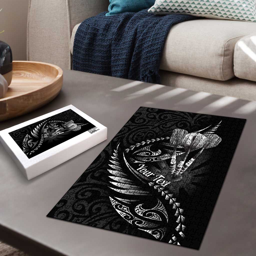 Personalised All Black New Zealand Darts Puzzle Aoteroa Fern Maori Galaxy Style - Aussie Hoodie
