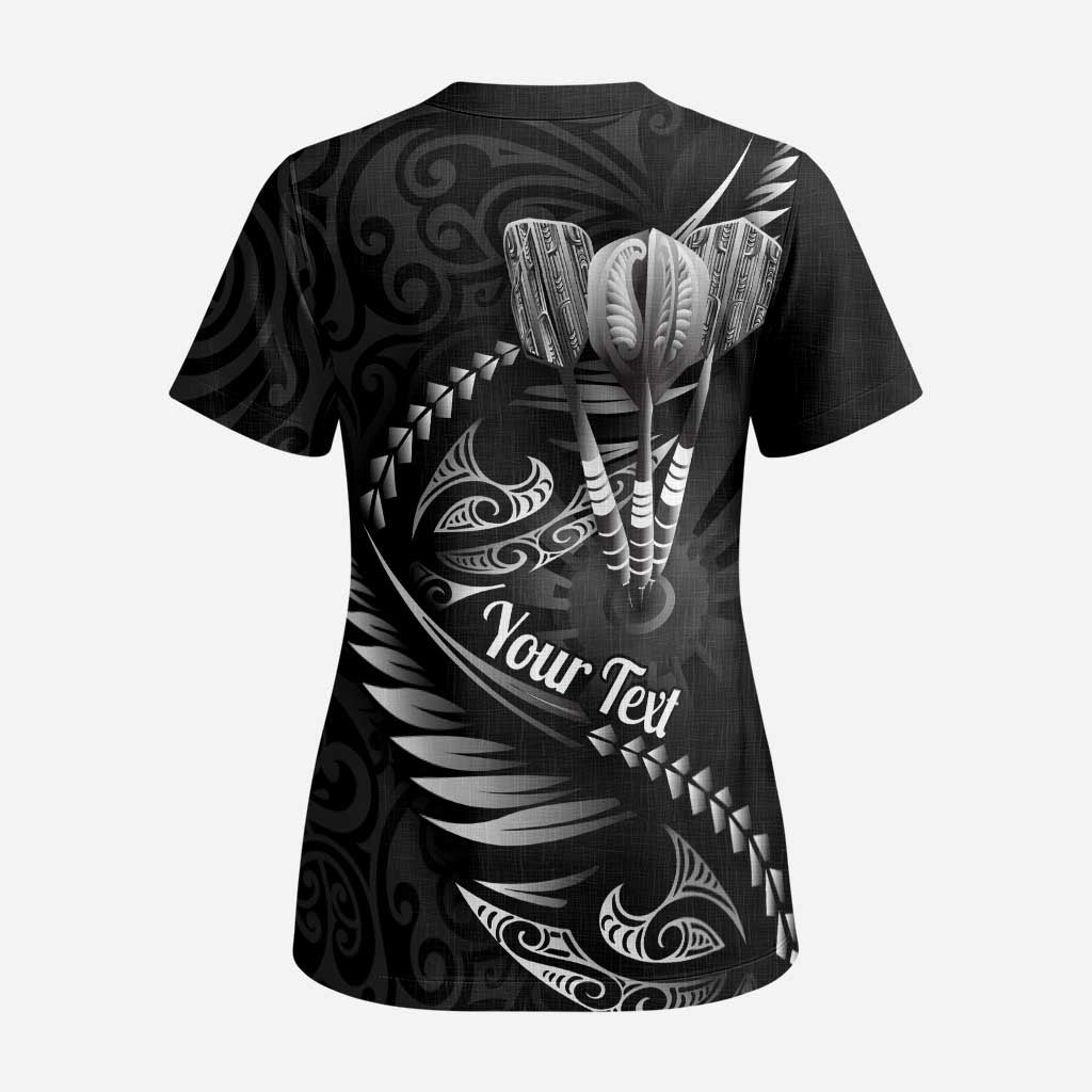 Personalised All Black New Zealand Darts Scrub Top Aoteroa Fern Maori Galaxy Style - Aussie Hoodie