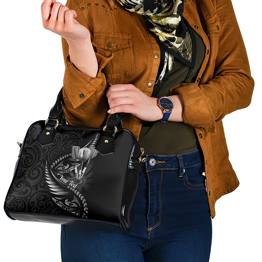 Personalised All Black New Zealand Darts Shoulder Handbag Aoteroa Fern Maori Galaxy Style