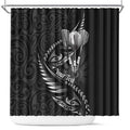 Personalised All Black New Zealand Darts Shower Curtain Aoteroa Fern Maori Galaxy Style