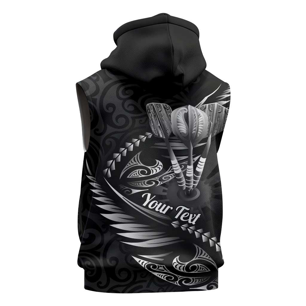 Personalised All Black New Zealand Darts Sleeveless Hoodie Aoteroa Fern Maori Galaxy Style - Aussie Hoodie
