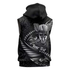 Personalised All Black New Zealand Darts Sleeveless Zip Hoodie Aoteroa Fern Maori Galaxy Style LT14