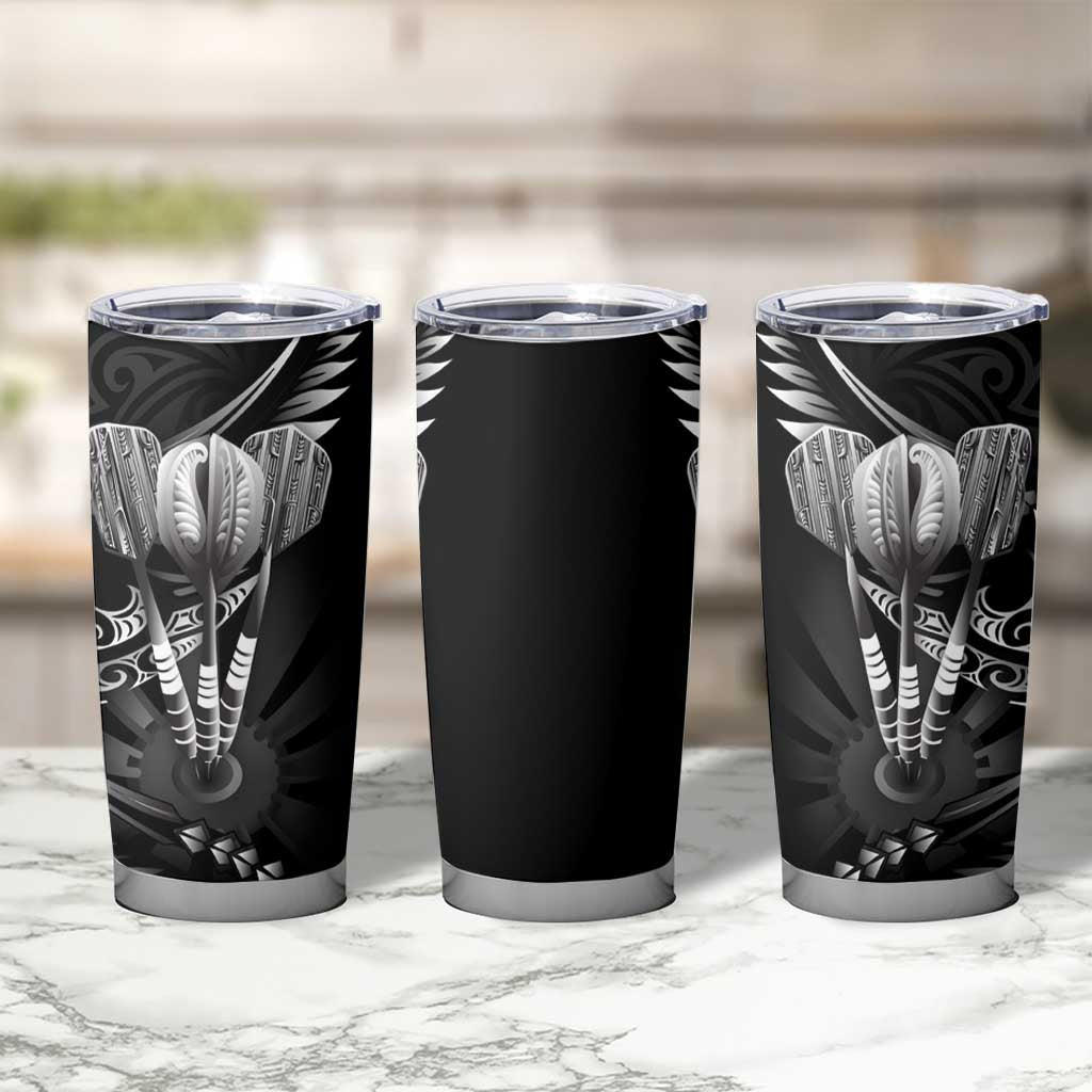 All Black New Zealand Darts Tumbler Cup Aoteroa Fern Maori Galaxy Style