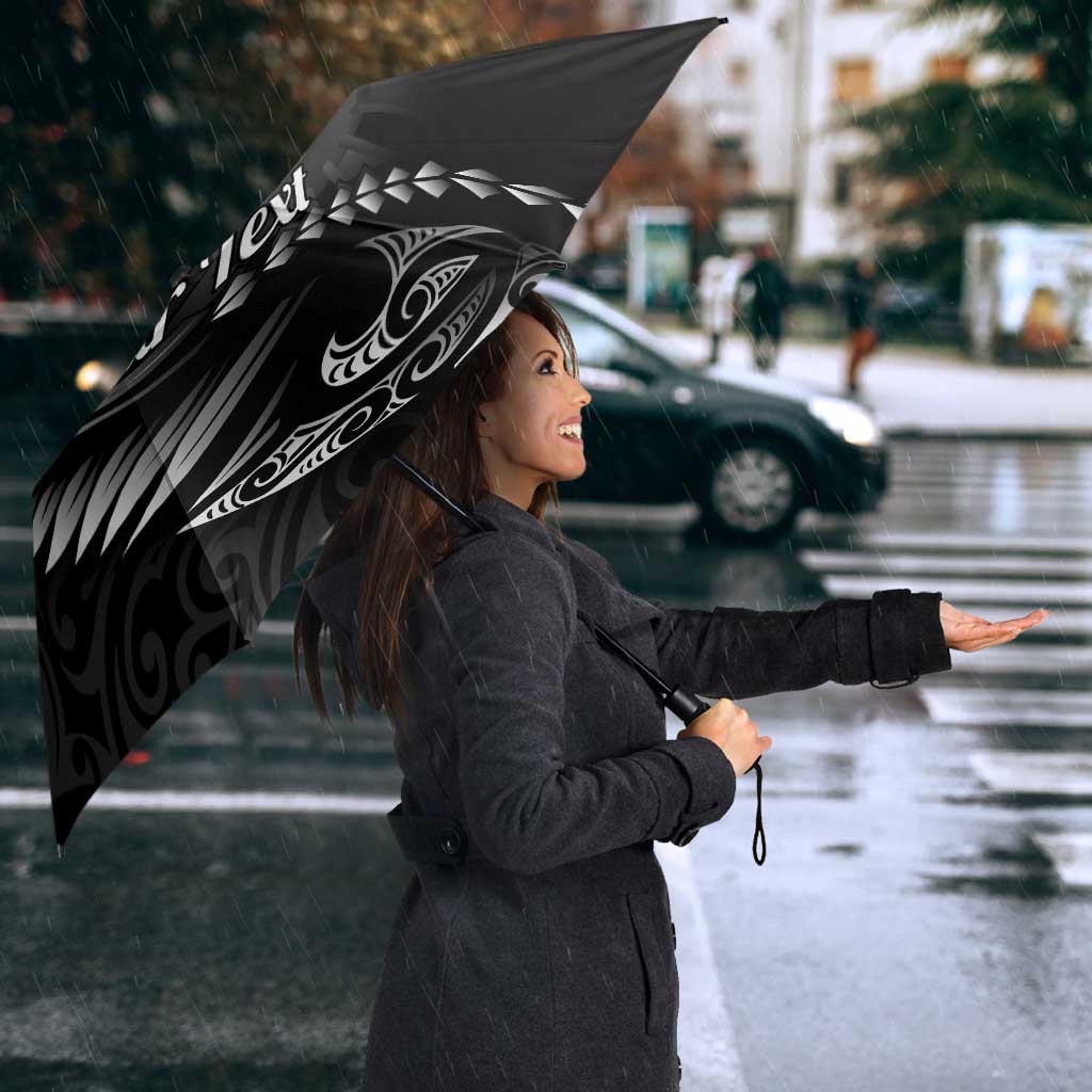 Personalised All Black New Zealand Darts Umbrella Aoteroa Fern Maori Galaxy Style - Aussie Hoodie