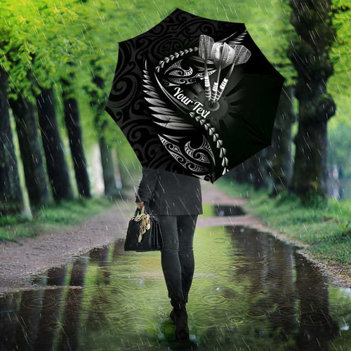 Personalised All Black New Zealand Darts Umbrella Aoteroa Fern Maori Galaxy Style - Aussie Hoodie