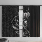 Personalised All Black New Zealand Darts Window Curtain Aoteroa Fern Maori Galaxy Style
